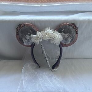 Disney Pink and Gray Floral Mouse Ear Headband